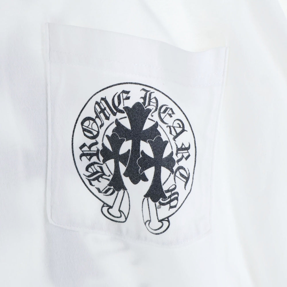CHROME HEARTS(クロムハーツ) Horseshoe L/S Tee 3クロスホースシューロングスリーブTシャツ 長袖カットソー ロンT 長袖Tシャツ ホワイト