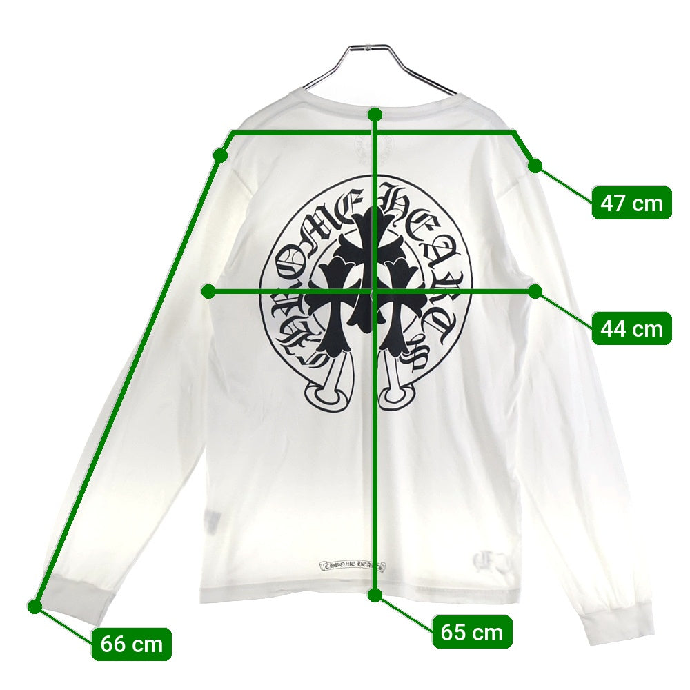 CHROME HEARTS(クロムハーツ) Horseshoe L/S Tee 3クロスホースシューロングスリーブTシャツ 長袖カットソー ロンT 長袖Tシャツ ホワイト