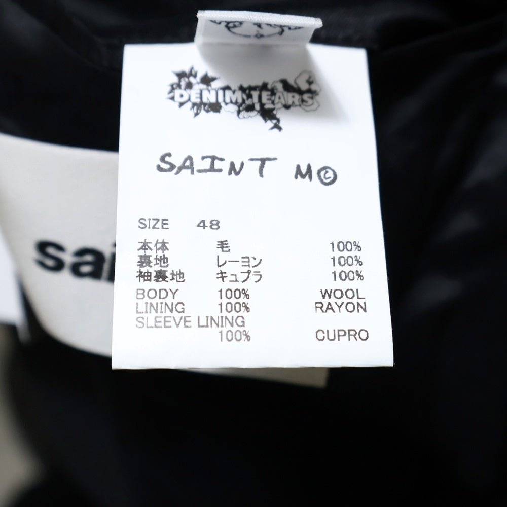 SAINT MICHAEL(セントマイケル) 24AW ×DENIM TEARS TAILOR JKT テーラードジャケット ブラック/ホワイト SM-YS1-0000-C48