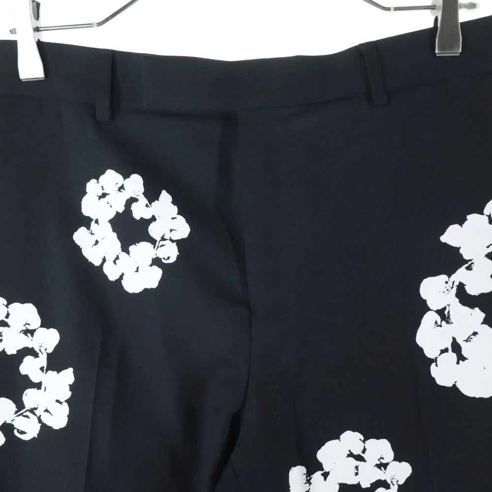 SAINT MICHAEL(セントマイケル) 24AW ×DENIM TEARS DT_SLACKS/CT WRTH デニムティアーズ フラワー スラックスパンツ ブラック SM-YS1-0000-C49