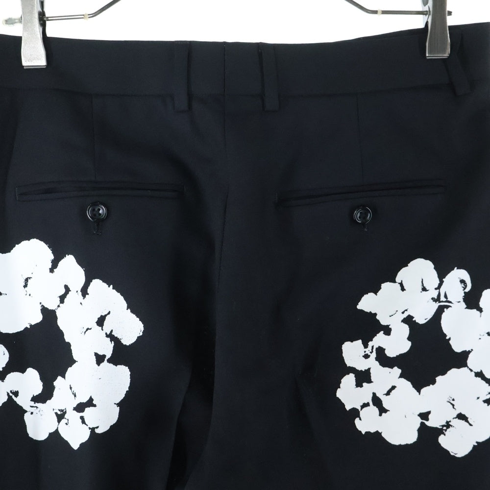 SAINT MICHAEL(セントマイケル) 24AW ×DENIM TEARS DT_SLACKS/CT WRTH デニムティアーズ フラワー スラックスパンツ ブラック SM-YS1-0000-C49