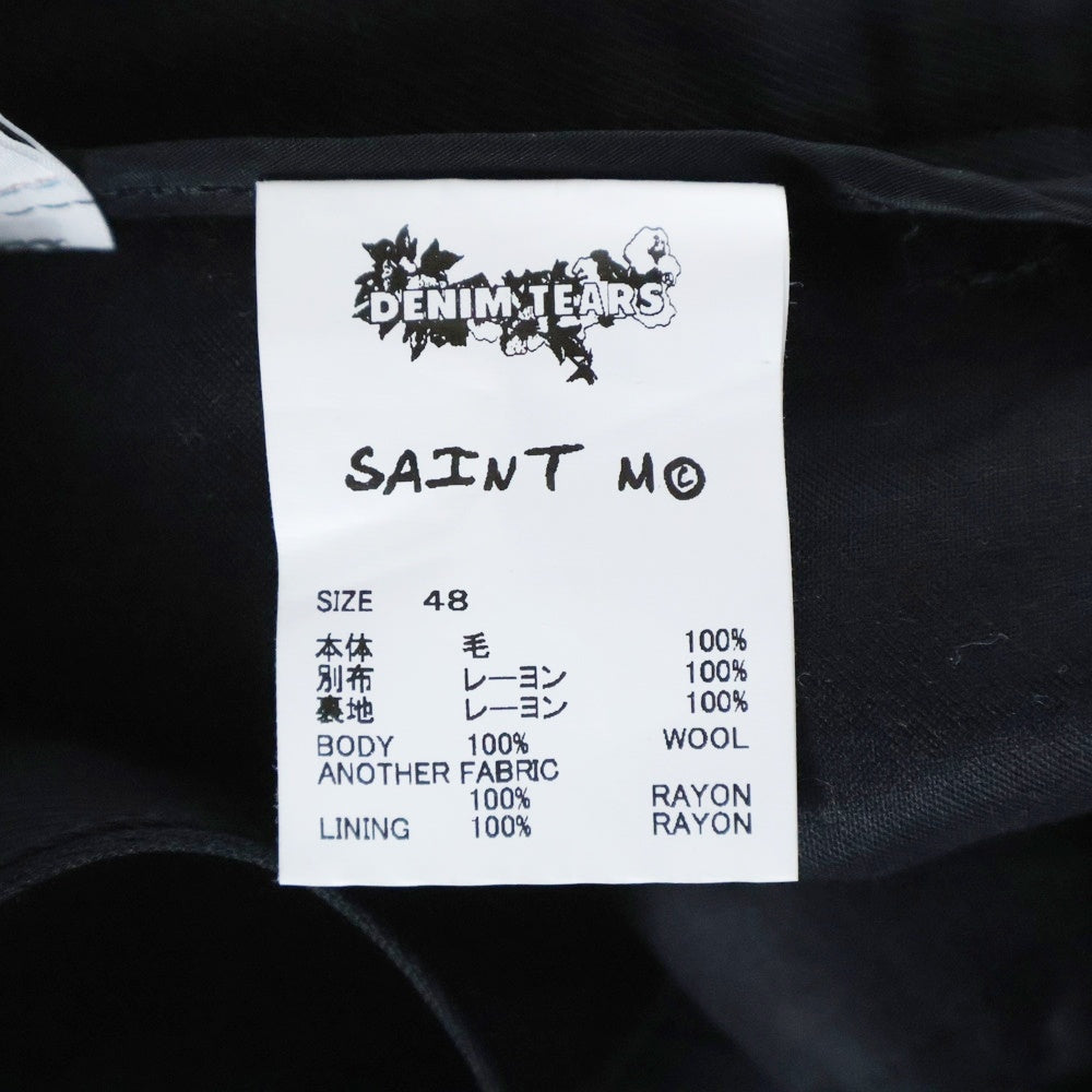 SAINT MICHAEL(セントマイケル) 24AW ×DENIM TEARS DT_SLACKS/CT WRTH デニムティアーズ フラワー スラックスパンツ ブラック SM-YS1-0000-C49