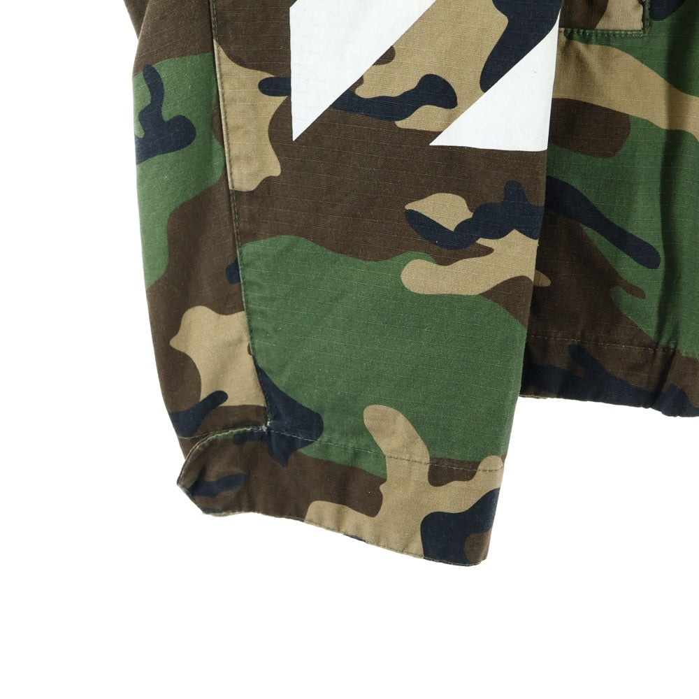 OFF-WHITE(オフホワイト) ミリタリー ジップジャケット バックロゴ 袖ライン グリーン