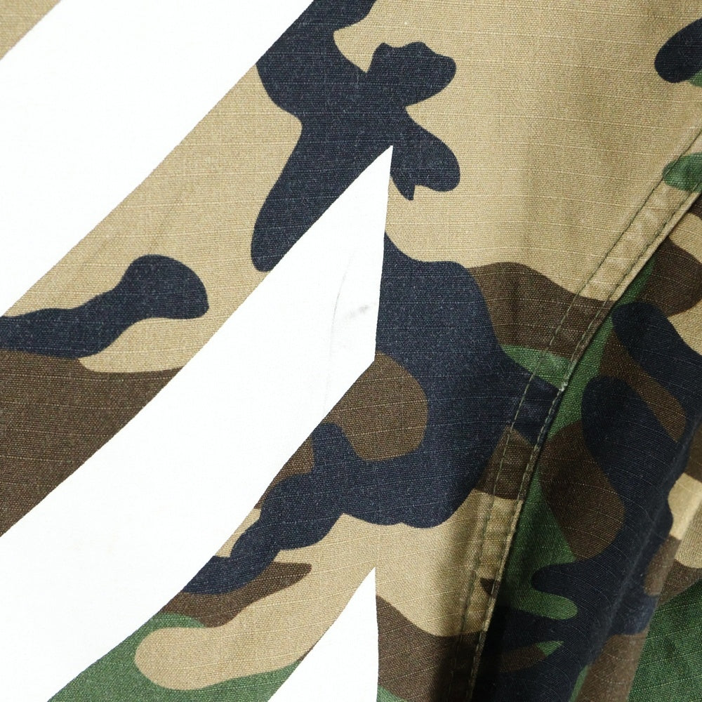OFF-WHITE(オフホワイト) ミリタリー ジップジャケット バックロゴ 袖ライン グリーン