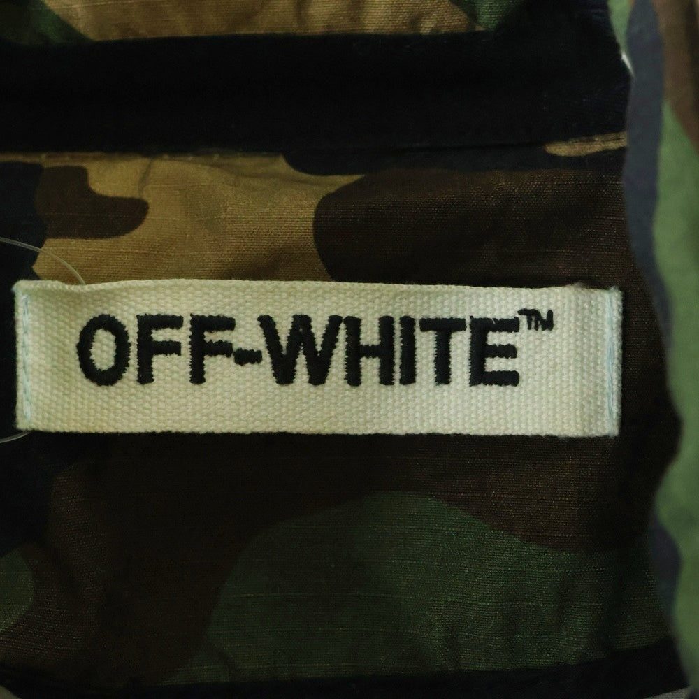 OFF-WHITE(オフホワイト) ミリタリー ジップジャケット バックロゴ 袖ライン グリーン