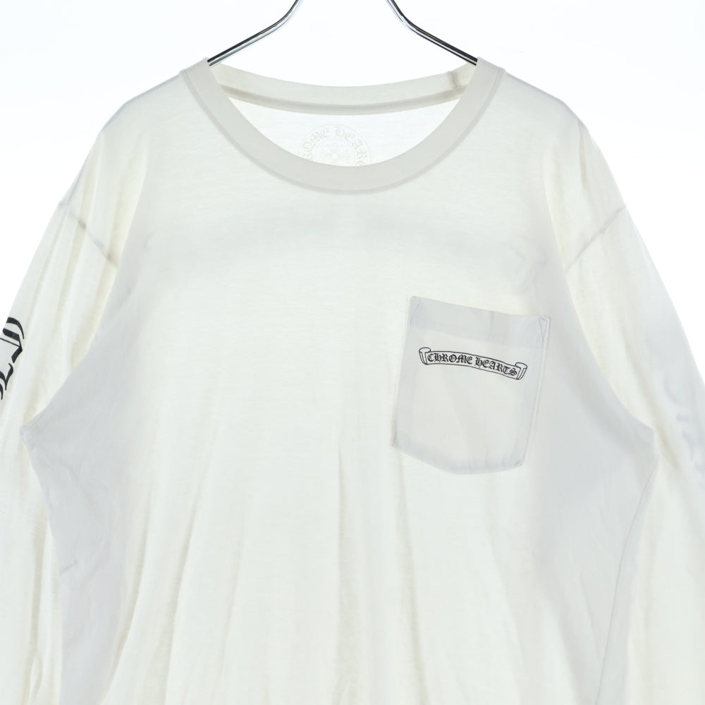 CHROME HEARTS(クロムハーツ) CH L S 1 バックスクロールラベルプリント ロングスリーブ長袖Tシャツ ホワイト