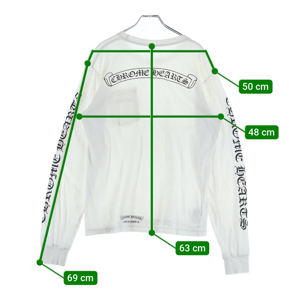 CHROME HEARTS(クロムハーツ) CH L S 1 バックスクロールラベルプリント ロングスリーブ長袖Tシャツ ホワイト
