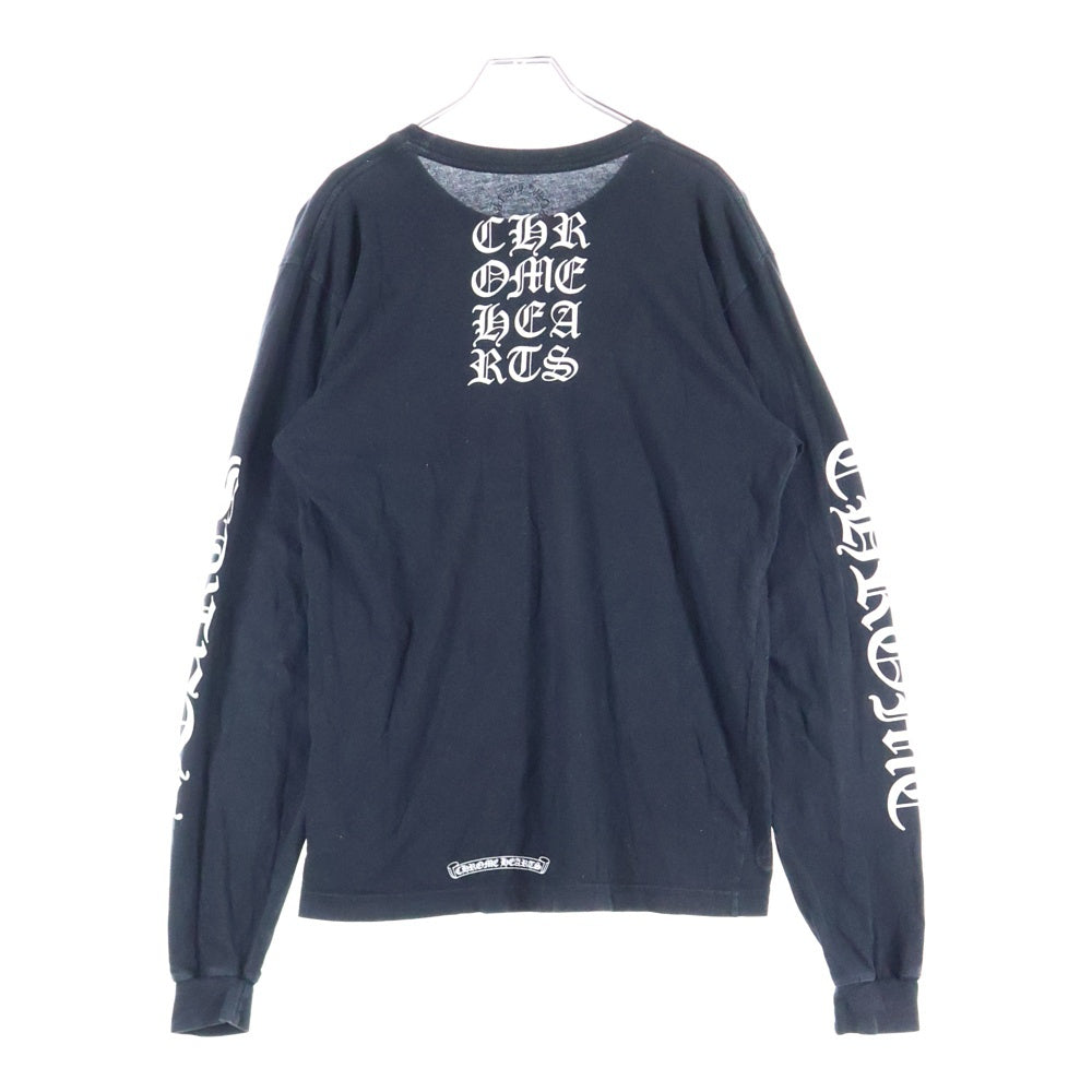 CHROME HEARTS(クロムハーツ) Vertical Logo Tee ヴァーティカルロゴ 長袖Tシャツ 胸ポケットロゴ バックロゴ 長袖カットソー ホワイト/ブラック