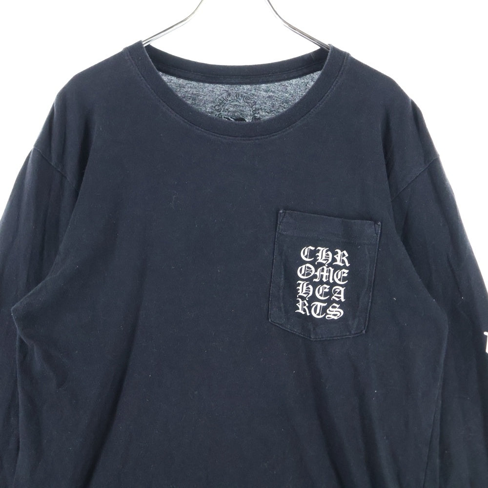 CHROME HEARTS(クロムハーツ) Vertical Logo Tee ヴァーティカルロゴ 長袖Tシャツ 胸ポケットロゴ バックロゴ 長袖カットソー ホワイト/ブラック