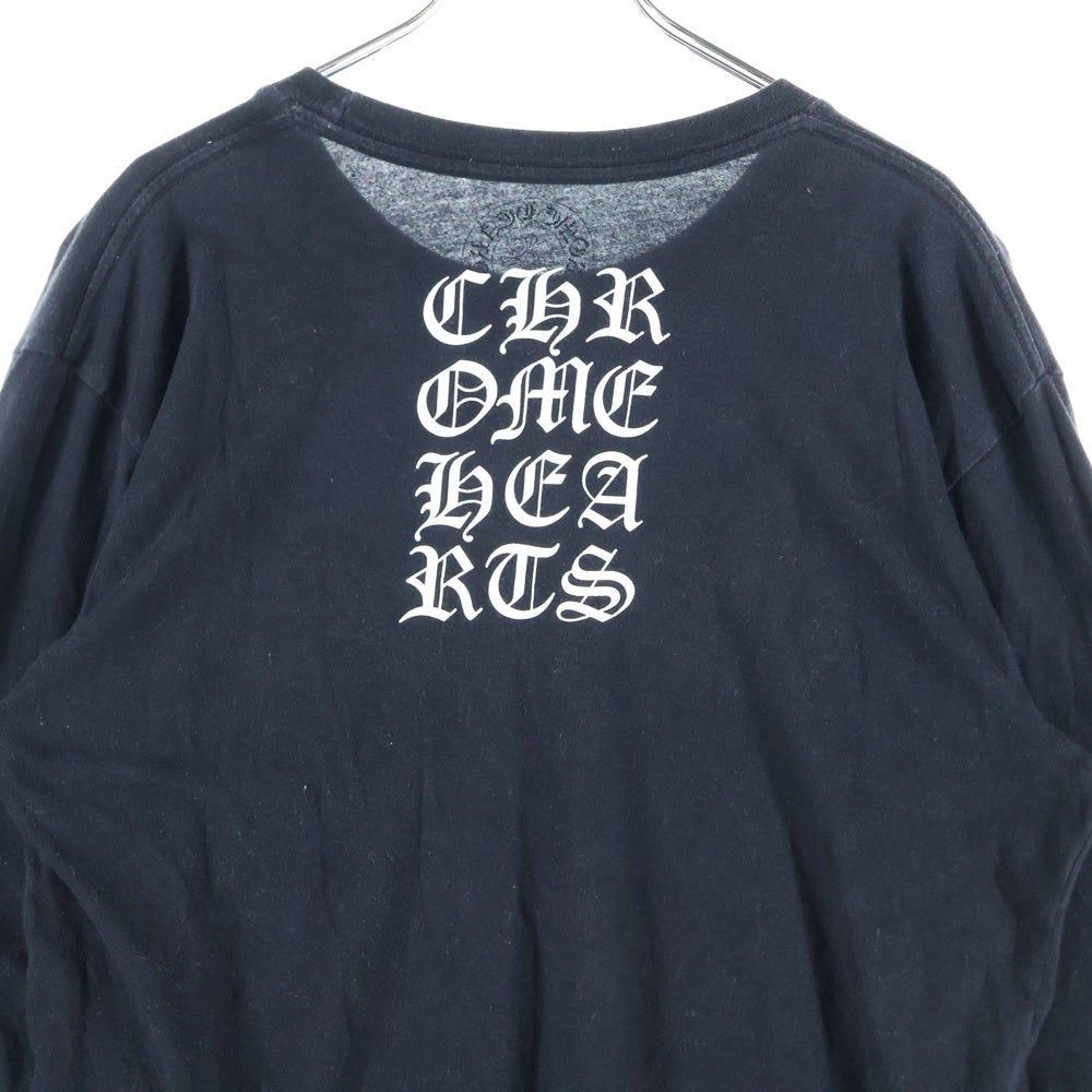 CHROME HEARTS(クロムハーツ) Vertical Logo Tee ヴァーティカルロゴ 長袖Tシャツ 胸ポケットロゴ バックロゴ 長袖カットソー ホワイト/ブラック