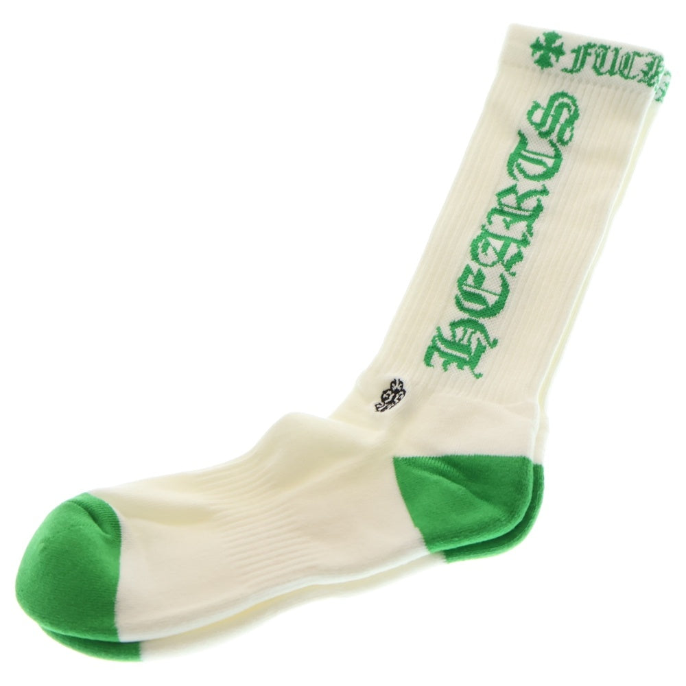 CHROME HEARTS(クロムハーツ) SOCKS OLD ENGLISH オールドイングリッシュ ハイソックス 靴下 ホワイト/グリーン