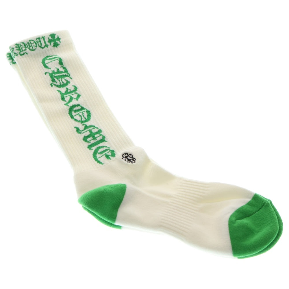 CHROME HEARTS(クロムハーツ) SOCKS OLD ENGLISH オールドイングリッシュ ハイソックス 靴下 ホワイト/グリーン