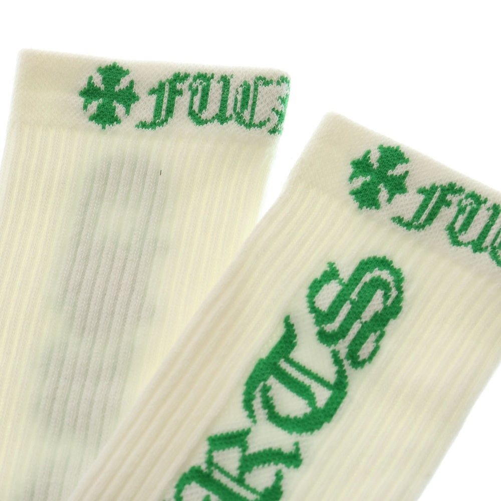 CHROME HEARTS(クロムハーツ) SOCKS OLD ENGLISH オールドイングリッシュ ハイソックス 靴下 ホワイト/グリーン