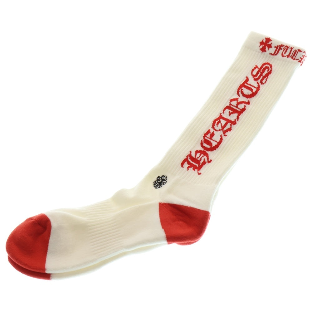 CHROME HEARTS(クロムハーツ) SOCKS OLD ENGLISH オールドイングリッシュ ハイソックス 靴下 ホワイト/レッド