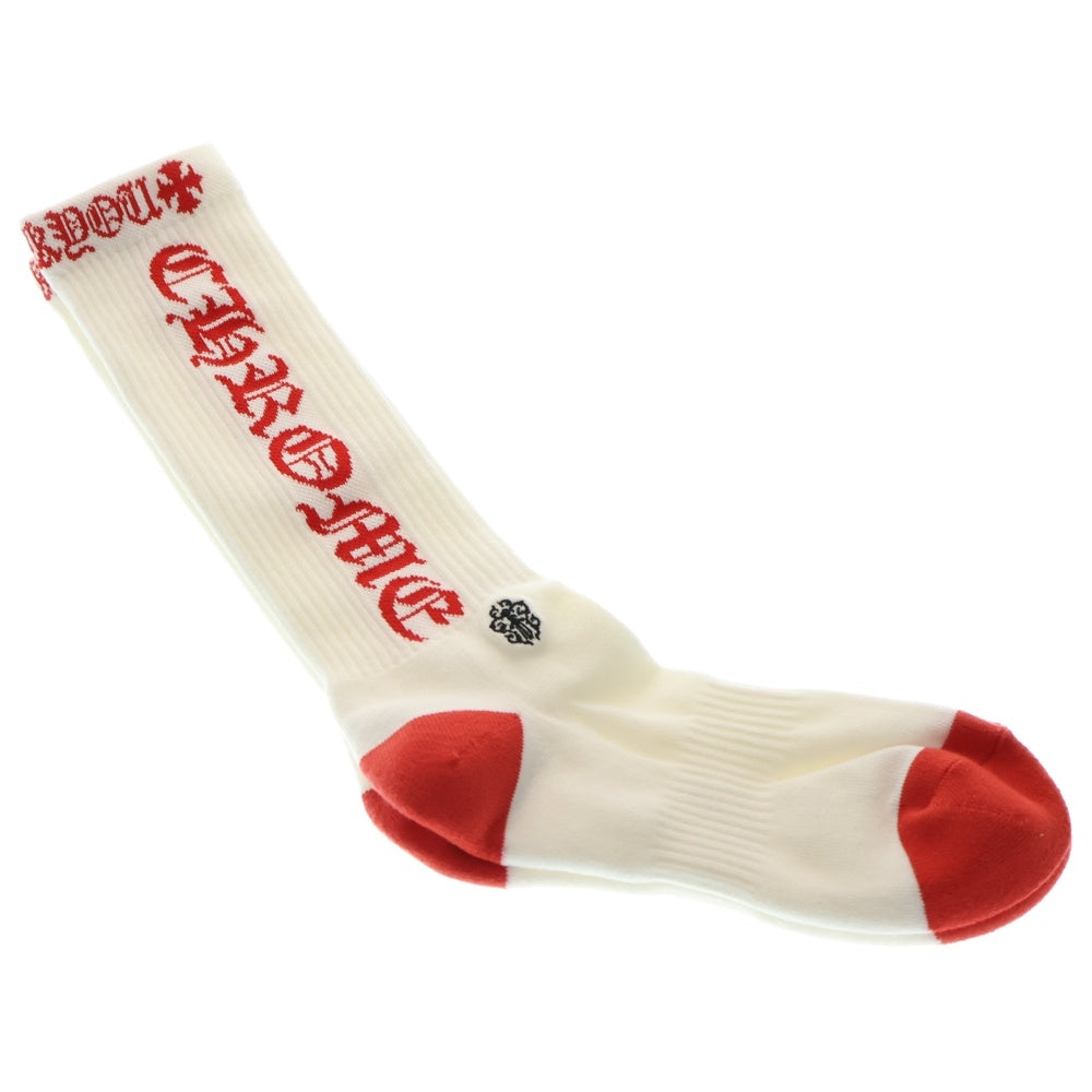 CHROME HEARTS(クロムハーツ) SOCKS OLD ENGLISH オールドイングリッシュ ハイソックス 靴下 ホワイト/レッド