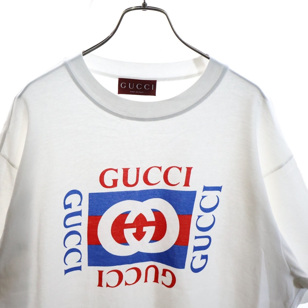 GUCCI(グッチ) フロントロゴ インターロック 半袖Tシャツ カットソー ホワイト 784361 XJGKA