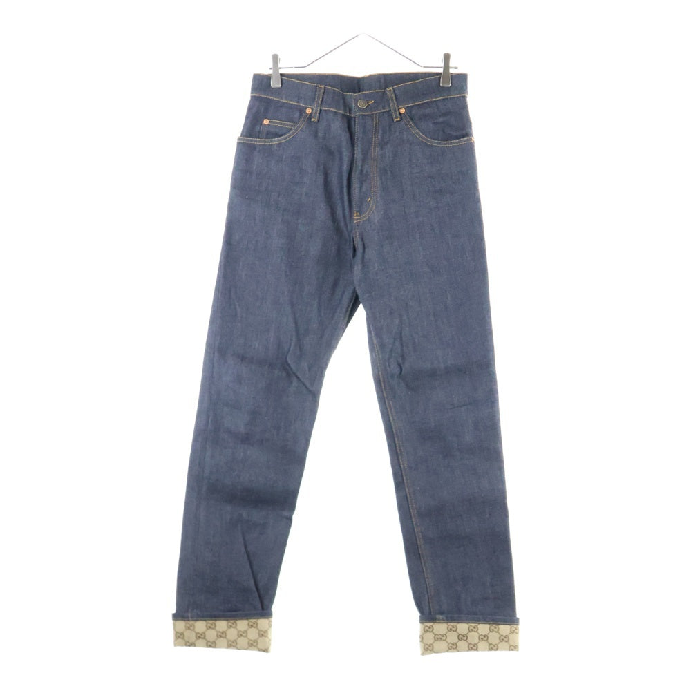 GUCCI(グッチ) GGパターン 折り返し付き デニムパンツ インディゴ 700949 XDB1Z