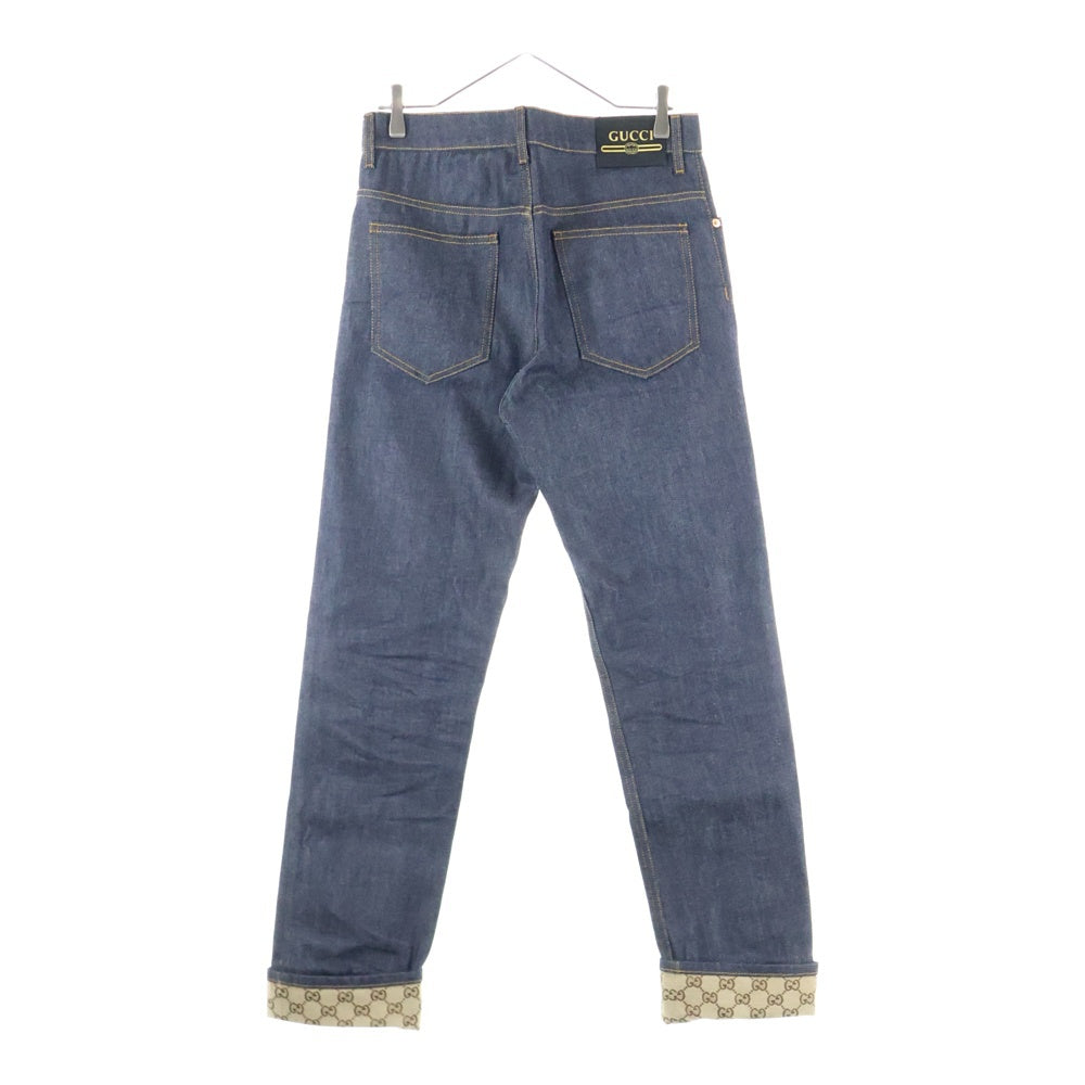GUCCI(グッチ) GGパターン 折り返し付き デニムパンツ インディゴ 700949 XDB1Z