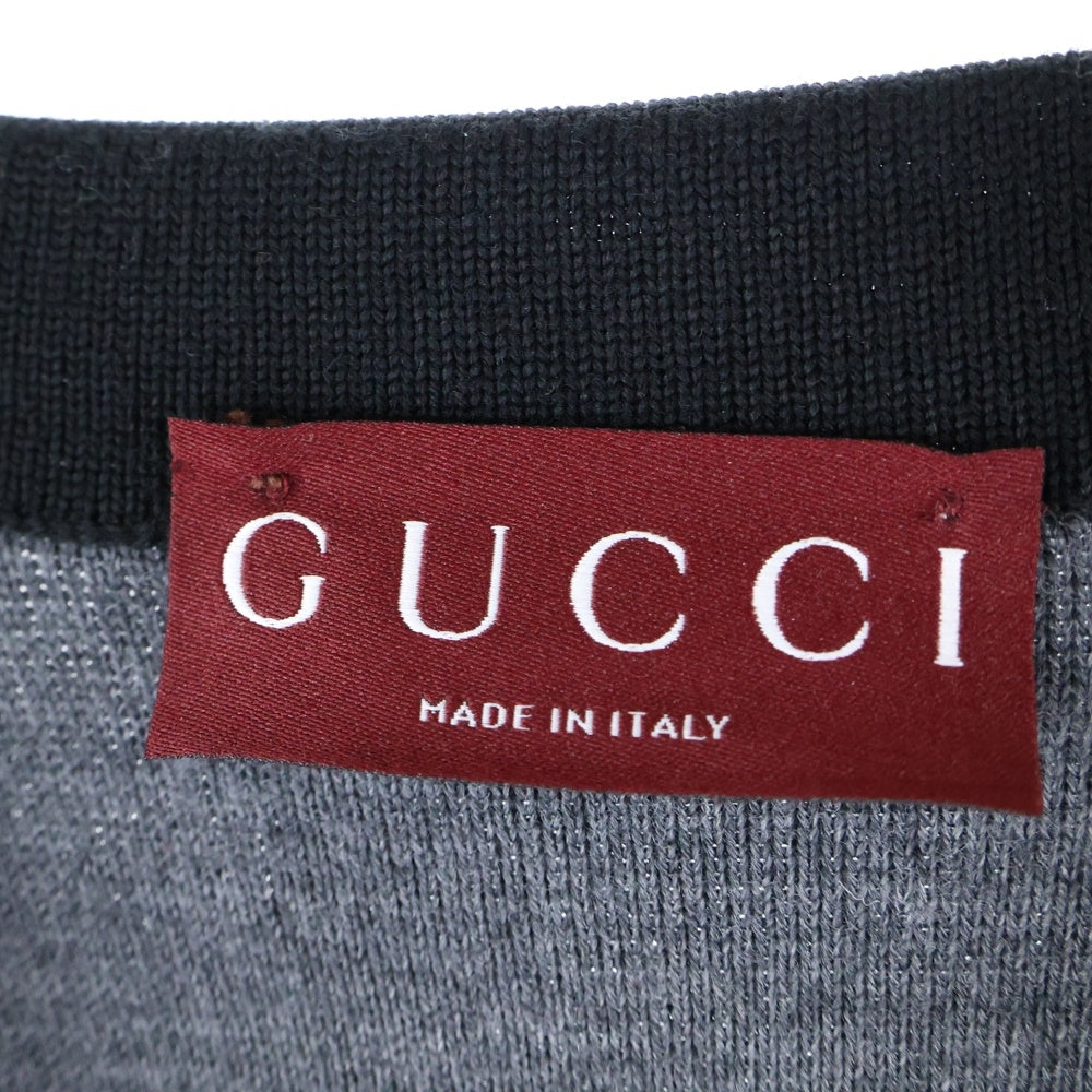 GUCCI(グッチ) エンブロイダリーロゴ刺繍 ダブル ウール カーディガン ブラック 794923 XKD7A