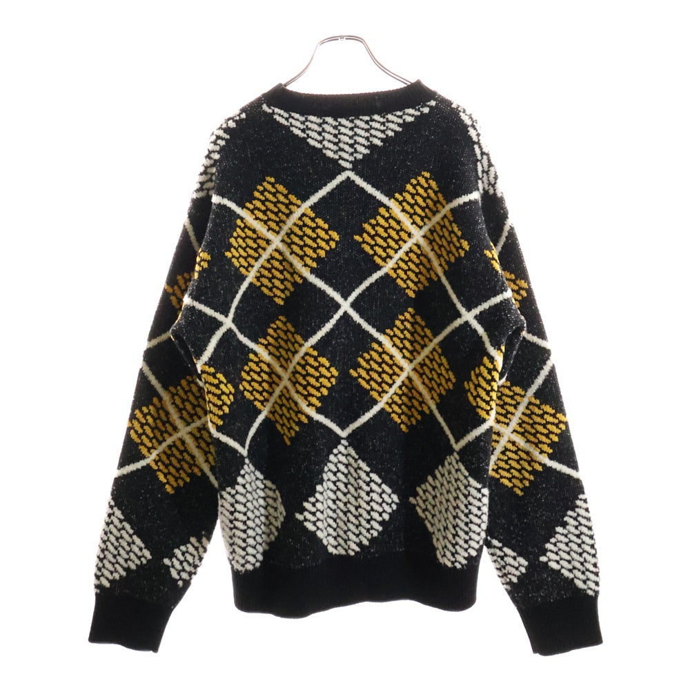 LOUIS VUITTON(ルイヴィトン) 25SS フロントロゴ ニット クルーネック長袖セーター ブラック/イエロー RM251MM RBV HSN17W