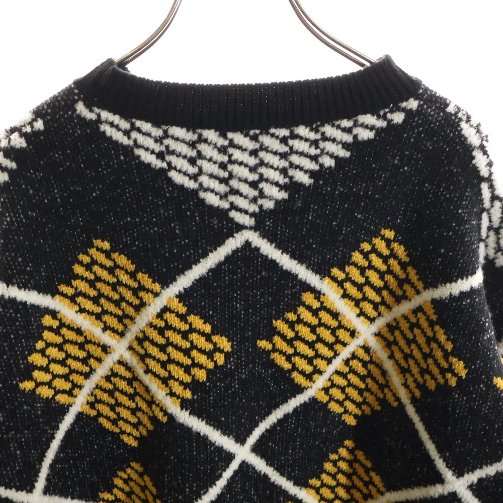 LOUIS VUITTON(ルイヴィトン) 25SS フロントロゴ ニット クルーネック長袖セーター ブラック/イエロー RM251MM RBV HSN17W