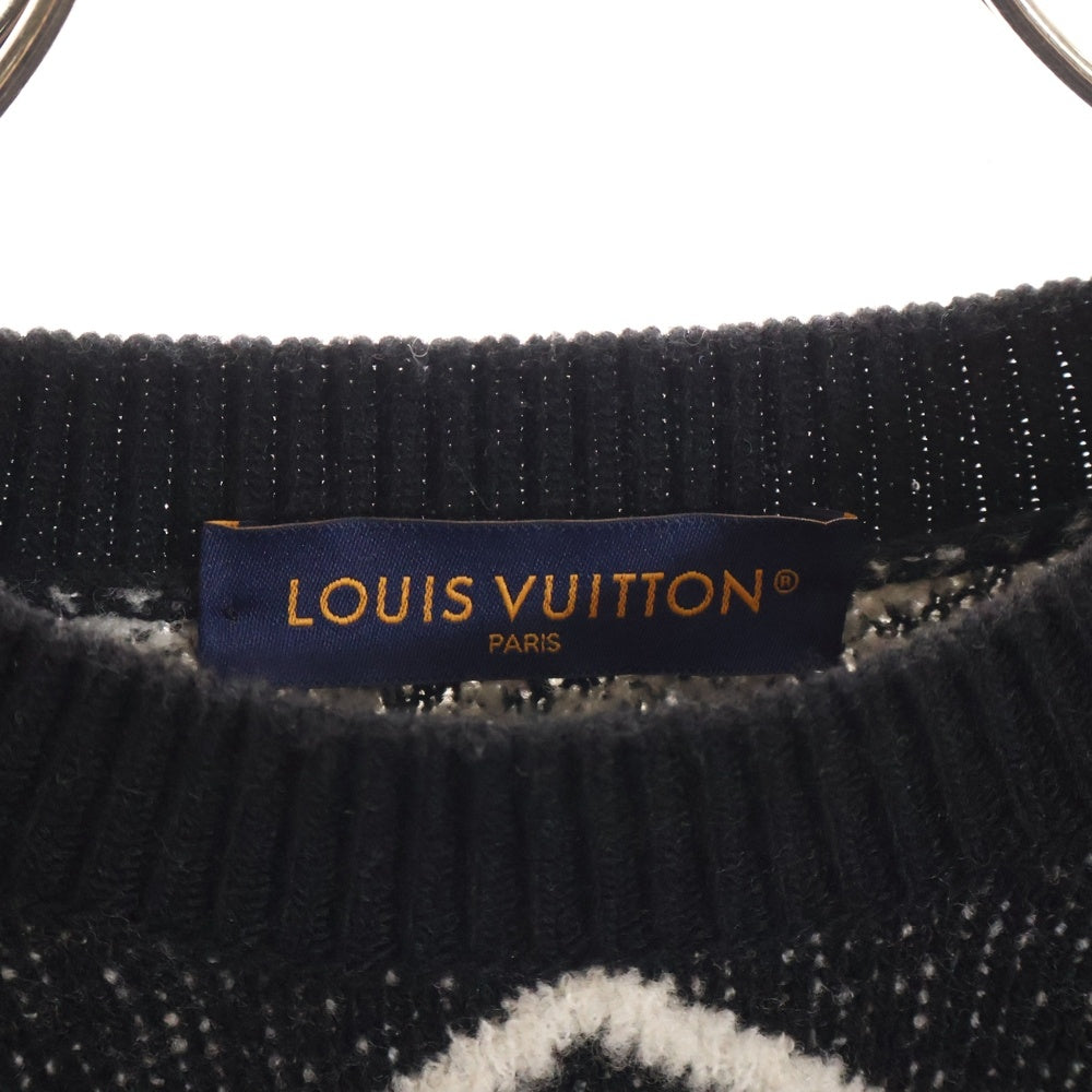 LOUIS VUITTON(ルイヴィトン) 25SS フロントロゴ ニット クルーネック長袖セーター ブラック/イエロー RM251MM RBV HSN17W