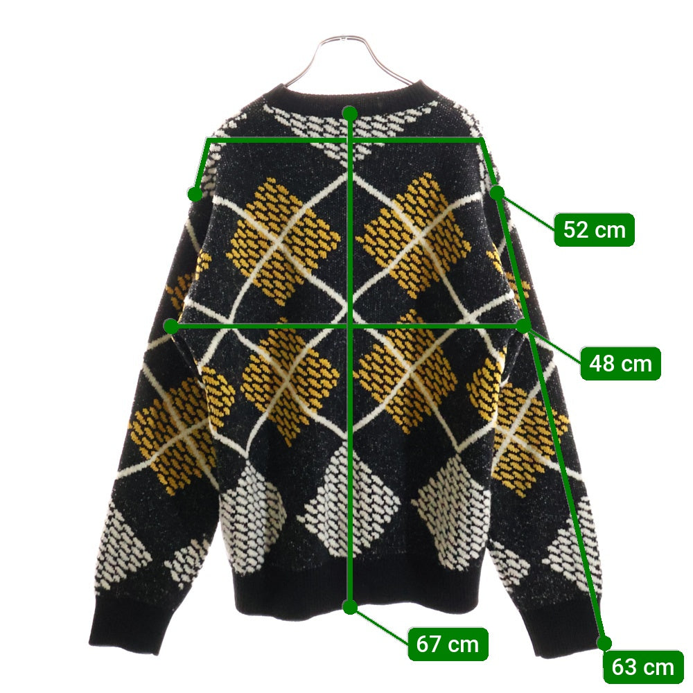 LOUIS VUITTON(ルイヴィトン) 25SS フロントロゴ ニット クルーネック長袖セーター ブラック/イエロー RM251MM RBV HSN17W