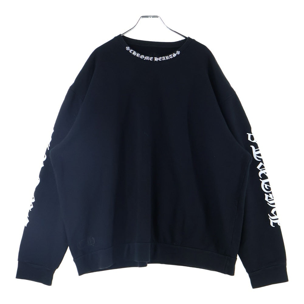 CHROME HEARTS(クロムハーツ) SWTSHRT PLVR ネックロゴプリント クルーネックスウェットトレーナー ブラック