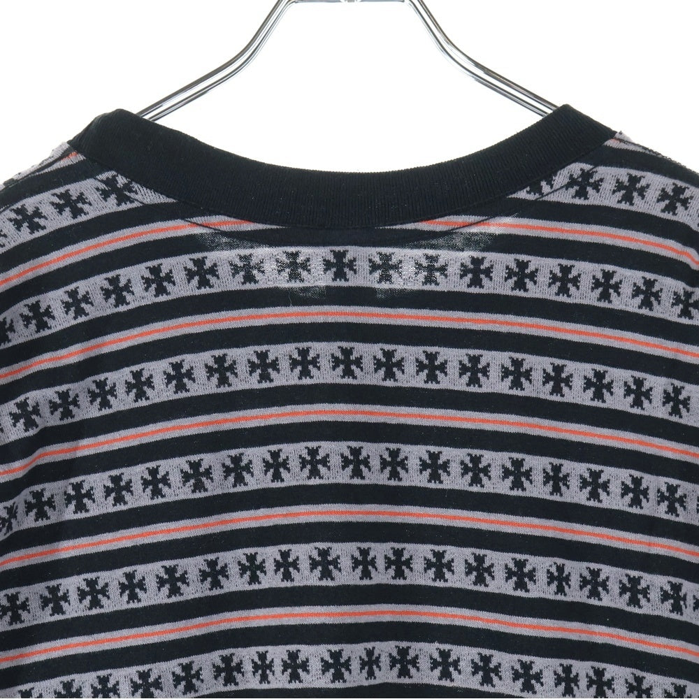 CHROME HEARTS(クロムハーツ) ×MATTY BOY Y Not Stripe Cross Tee マッティボーイ ワイノット ストライプクロス 半袖Tシャツ カットソー ブラック/グレー