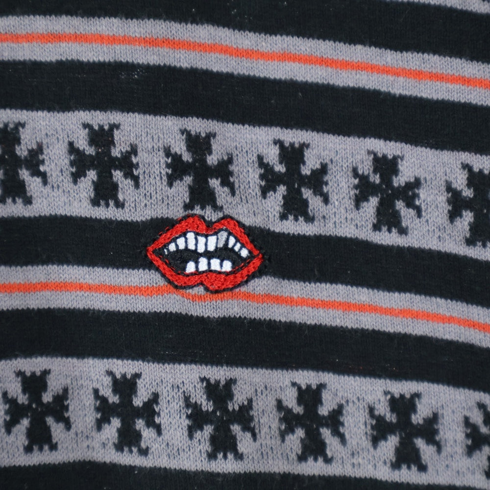 CHROME HEARTS(クロムハーツ) ×MATTY BOY Y Not Stripe Cross Tee マッティボーイ ワイノット ストライプクロス 半袖Tシャツ カットソー ブラック/グレー