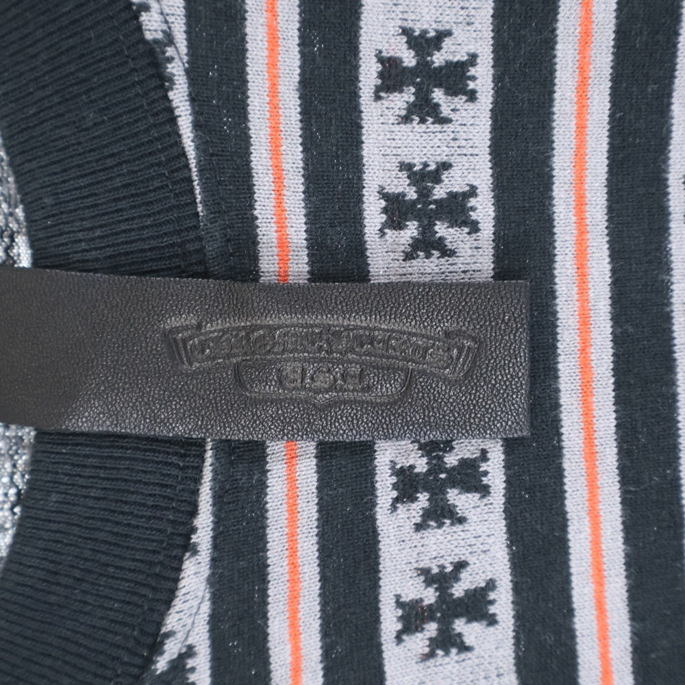 CHROME HEARTS(クロムハーツ) ×MATTY BOY Y Not Stripe Cross Tee マッティボーイ ワイノット ストライプクロス 半袖Tシャツ カットソー ブラック/グレー
