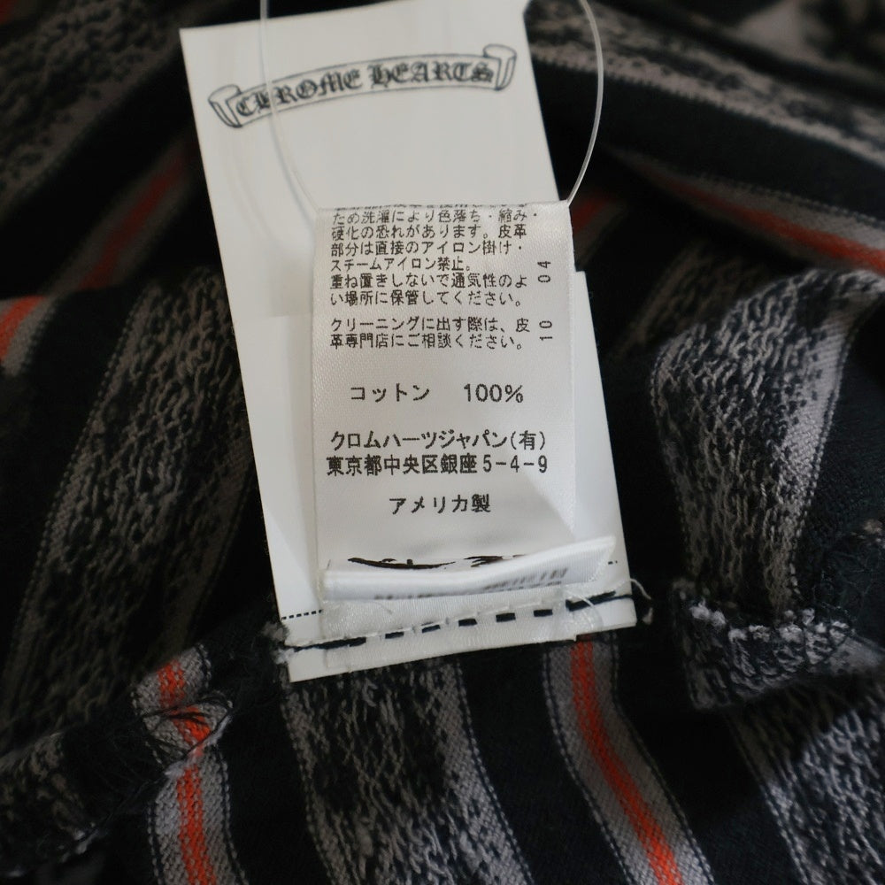 CHROME HEARTS(クロムハーツ) ×MATTY BOY Y Not Stripe Cross Tee マッティボーイ ワイノット ストライプクロス 半袖Tシャツ カットソー ブラック/グレー