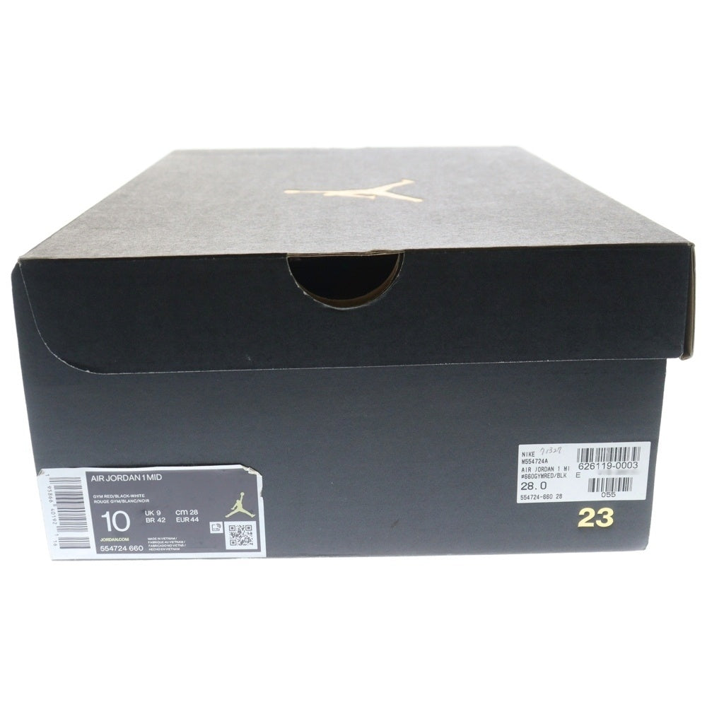 NIKE(ナイキ) AIR JORDAN 1 MID REVERSE BRED 554724-660 エアジョーダン1 リバース ブレッド ミッドカットスニーカー ブラック/レッド US10/28cm