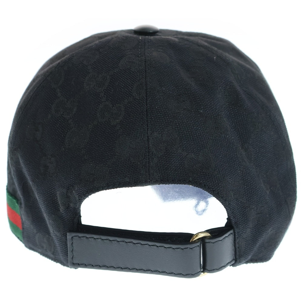 GUCCI(グッチ) オリジナルGGキャンバス シェリーライン ベースボールキャップ 帽子 ブラック 200035 KQWBG