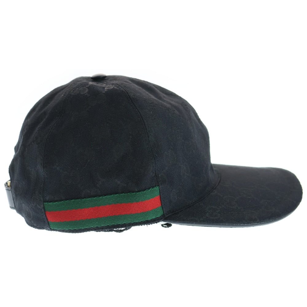 GUCCI(グッチ) オリジナルGGキャンバス シェリーライン ベースボールキャップ 帽子 ブラック 200035 KQWBG