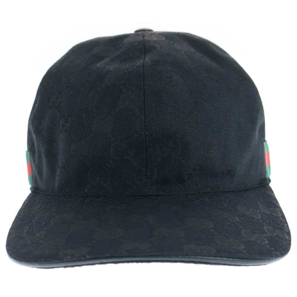 GUCCI(グッチ) オリジナルGGキャンバス シェリーライン ベースボールキャップ 帽子 ブラック 200035 KQWBG