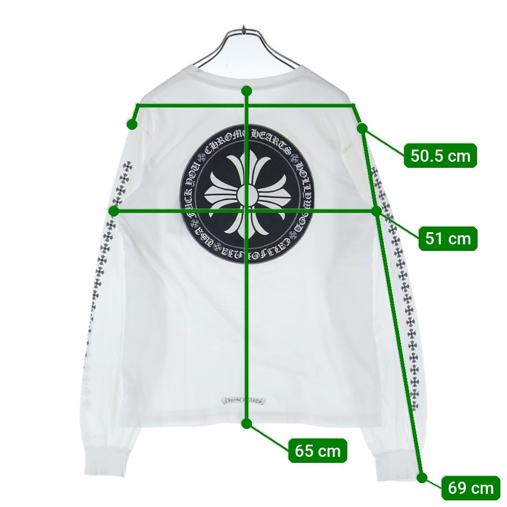 CHROME HEARTS(クロムハーツ) CH PLUS CHプラス 両面プリント クルーネック 長袖Tシャツ ホワイト/ブラック