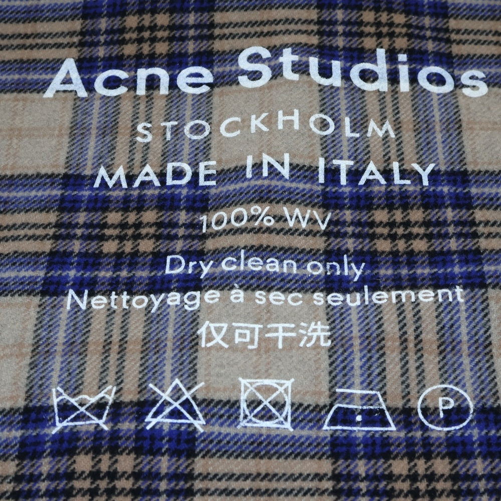 Acne Studios(アクネ ストゥディオズ) ロゴプリント チェック柄ウールマフラー ストール マルチカラー