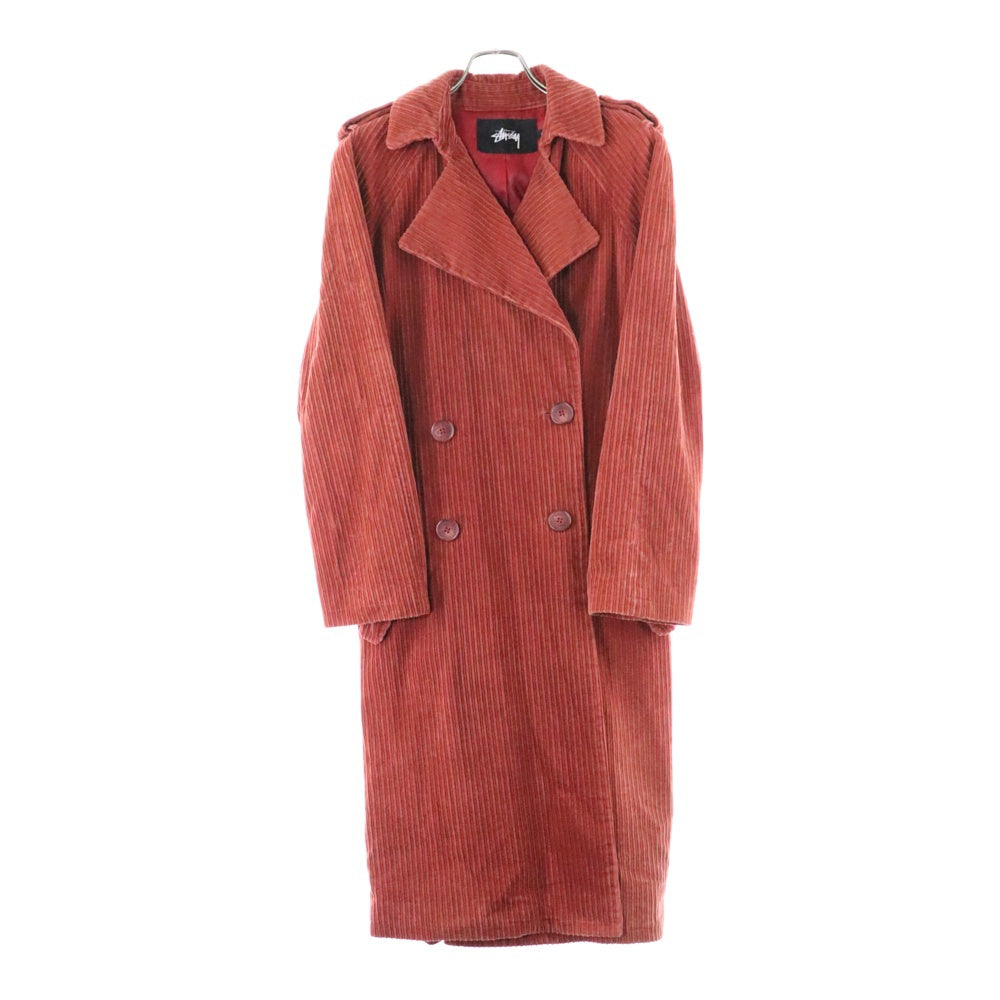 STUSSY(ステューシー) コーデュロイ コットン ロングコート レッド