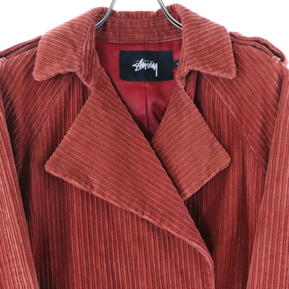 STUSSY(ステューシー) コーデュロイ コットン ロングコート レッド