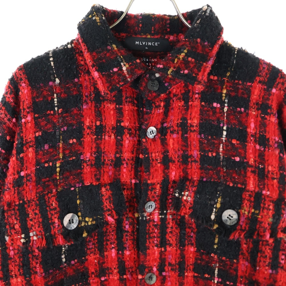 MLVINCE(メルヴィンス) ツイード フランネル 長袖チェックシャツ レッド/ブラック