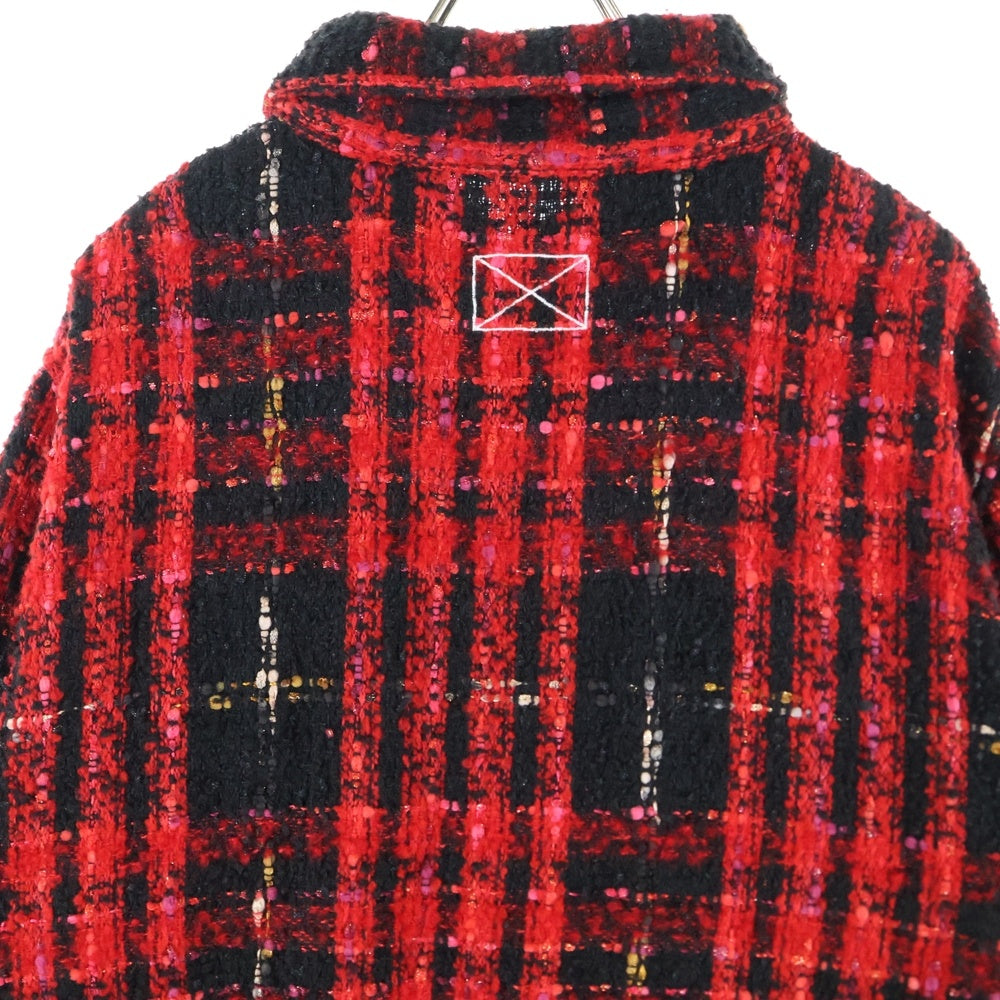 MLVINCE(メルヴィンス) ツイード フランネル 長袖チェックシャツ レッド/ブラック