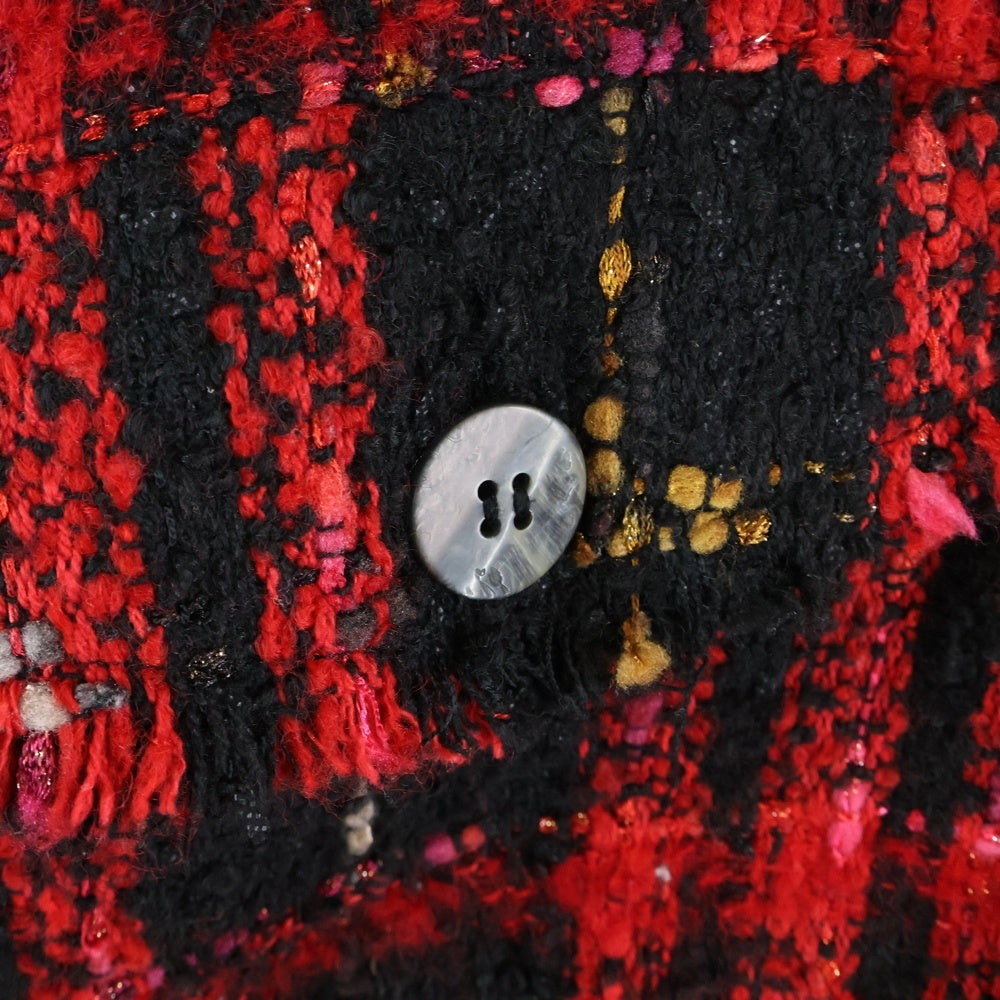 MLVINCE(メルヴィンス) ツイード フランネル 長袖チェックシャツ レッド/ブラック