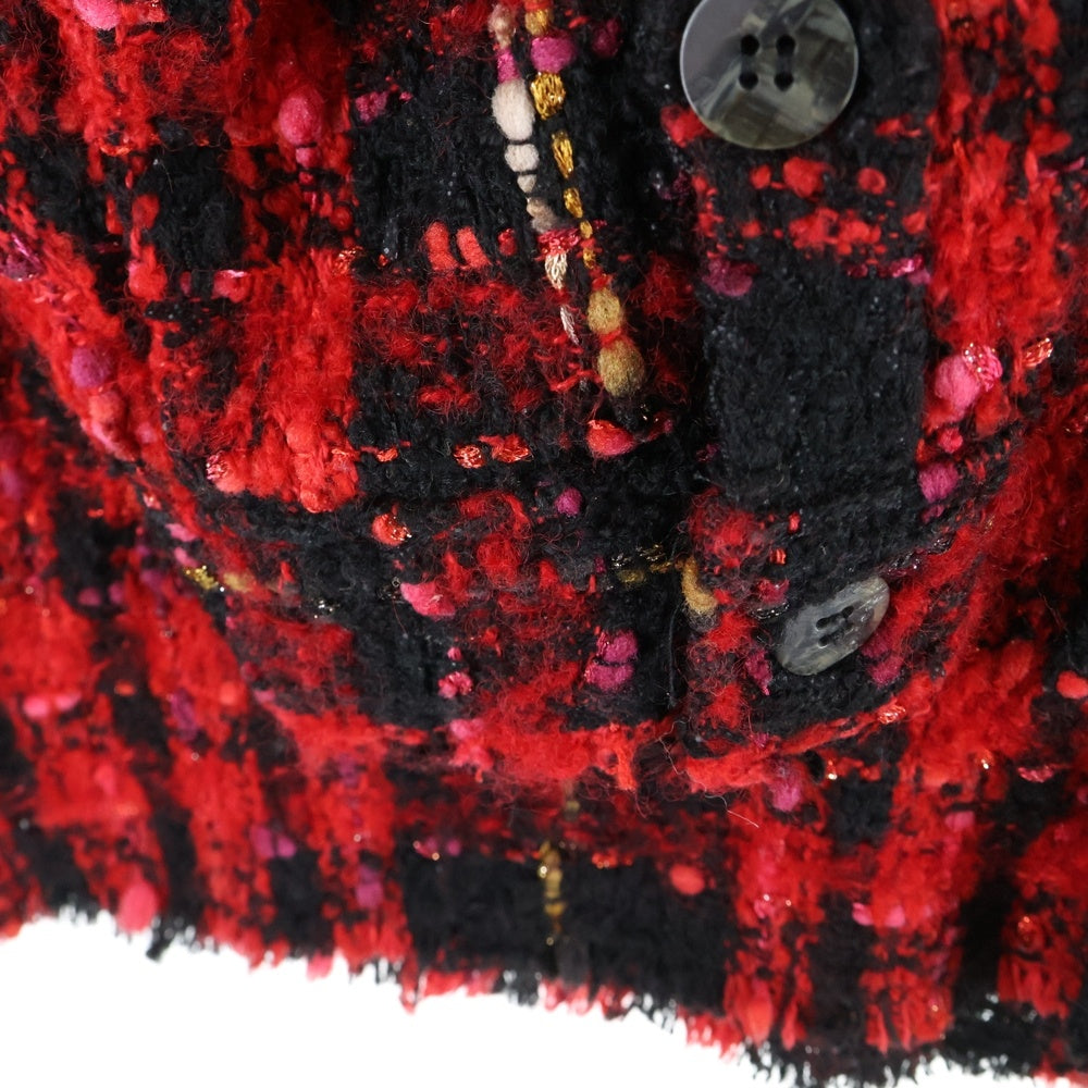 MLVINCE(メルヴィンス) ツイード フランネル 長袖チェックシャツ レッド/ブラック