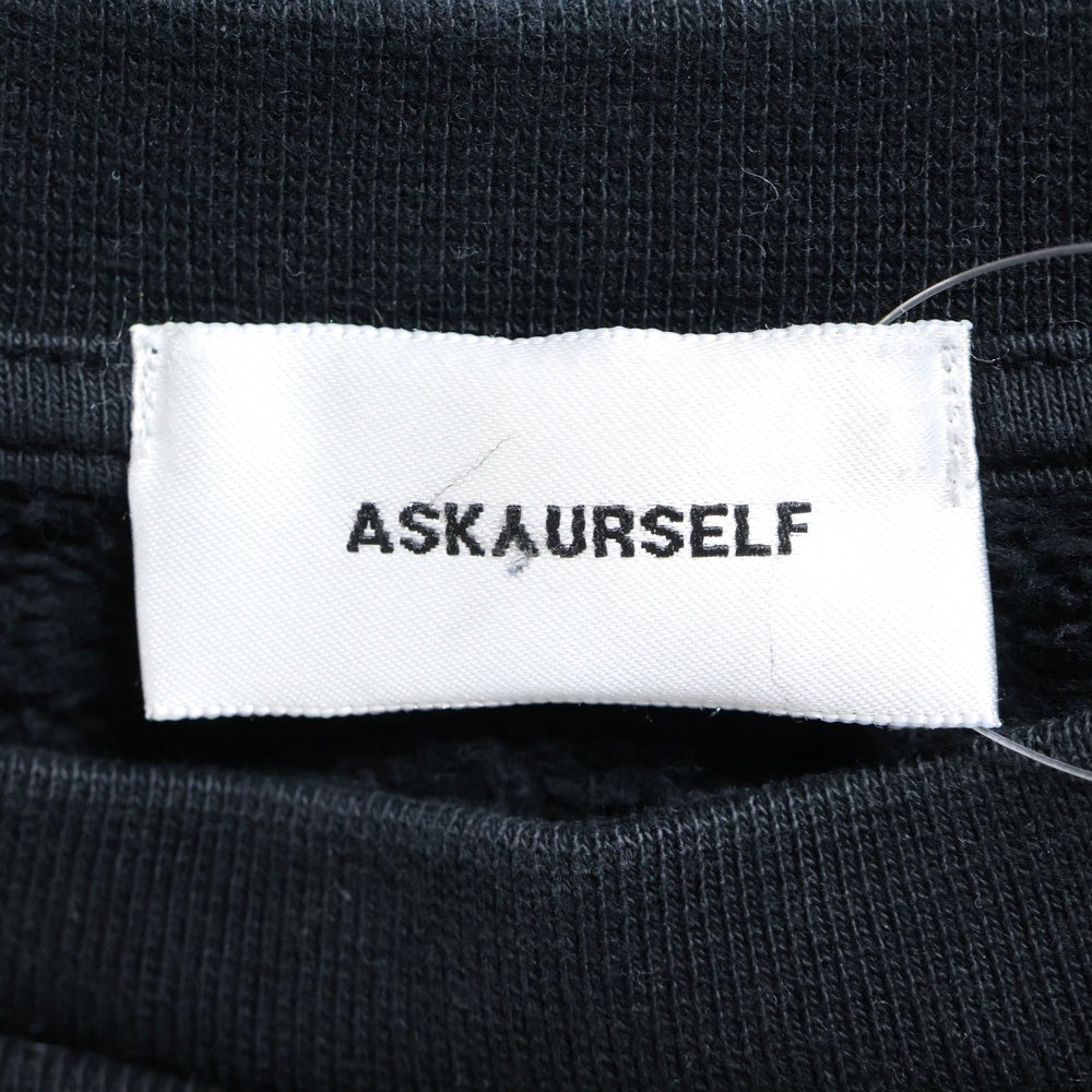 ASKYURSELF(アスクユアセルフ) COLLEGE CREWNECK カレッジロゴ クルーネックスウェットトレーナー ブラック/イエロー