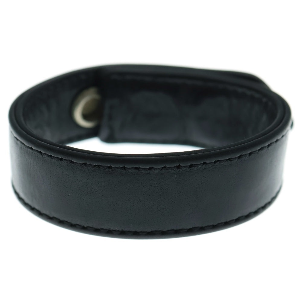 CHROME HEARTS(クロムハーツ) 3BTN 2SNP クロスボール 3ボタン2スナップ レザーブレスレット ブラック/シルバー BCA123