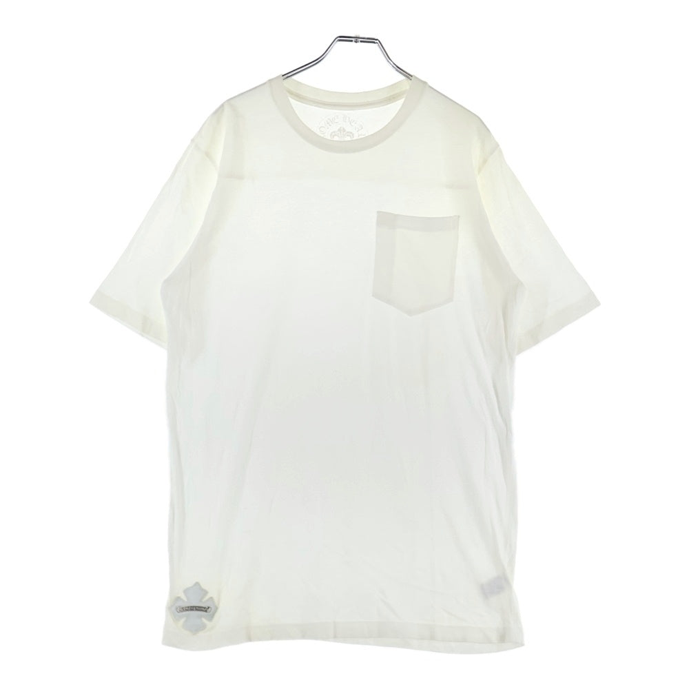 CHROME HEARTS(クロムハーツ) サイドCH レザーパッチ スクロールラベル 半袖Tシャツ カットソー ホワイト
