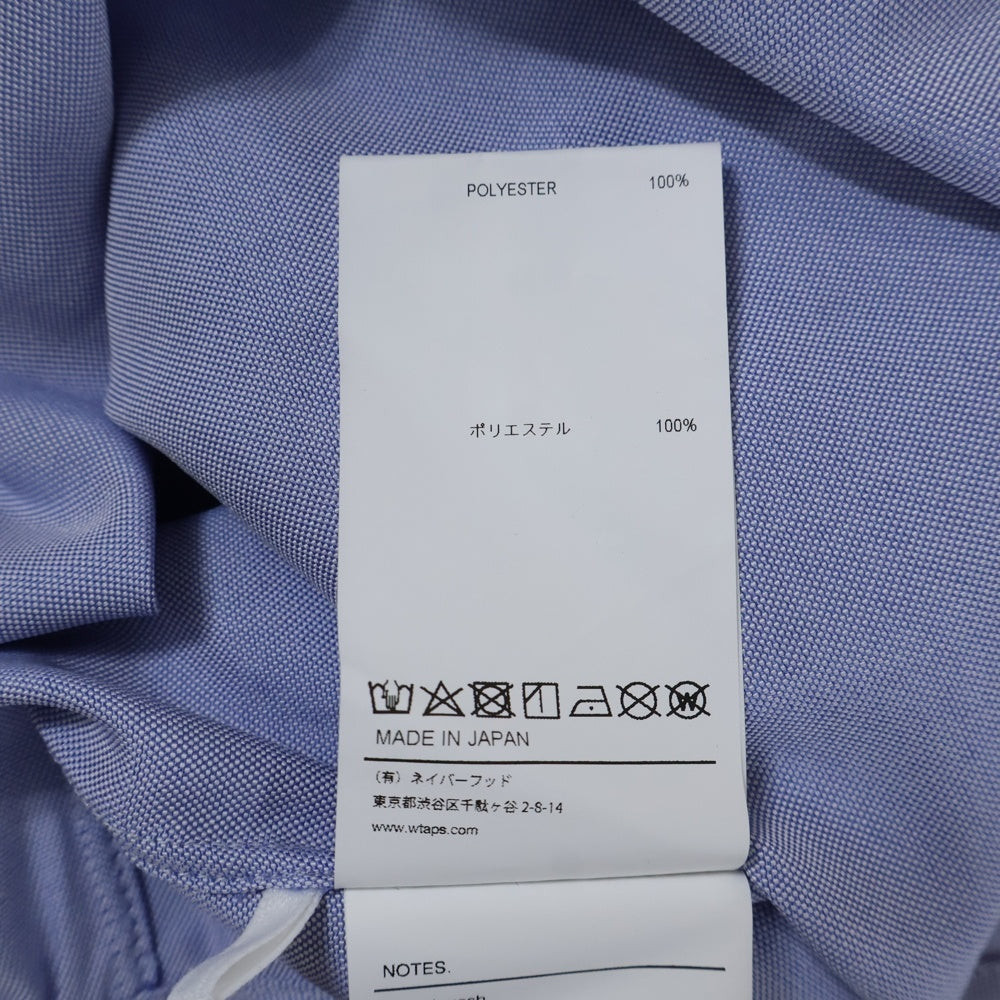 WTAPS(ダブルタップス) 24SS LS POLY OXFORD ロングスリーブ オックスフォード長袖シャツ ブルー 241TQDT-SHM02