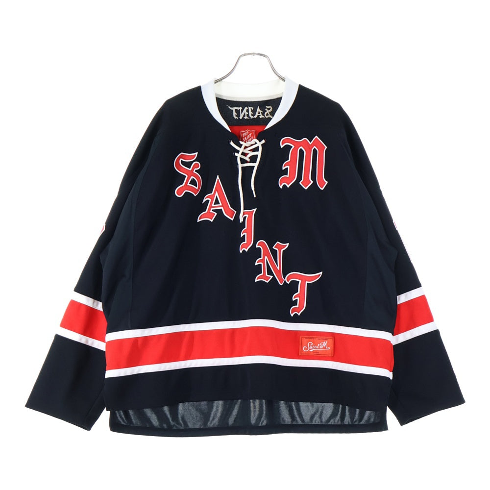 SAINT MICHAEL(セントマイケル) 23SS LS TEE GAMESHIRT ホッケーゲームシャツ 長袖カットソー ブラック SM-S23-0000-033