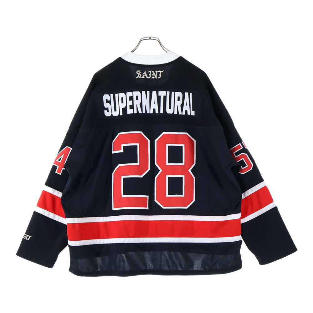 SAINT MICHAEL(セントマイケル) 23SS LS TEE GAMESHIRT ホッケーゲームシャツ 長袖カットソー ブラック SM-S23-0000-033